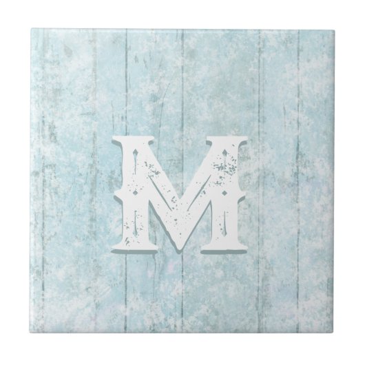 Boho Beach Wood Rustic Monogram Coastal Modern Fliese (Vorderseite)