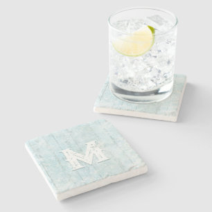 Boho Beach Wood Rustic Monogram Coastal Modern Steinuntersetzer