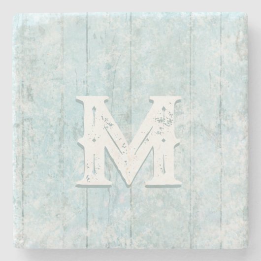 Boho Beach Wood Rustic Monogram Coastal Modern Steinuntersetzer (Vorderseite)
