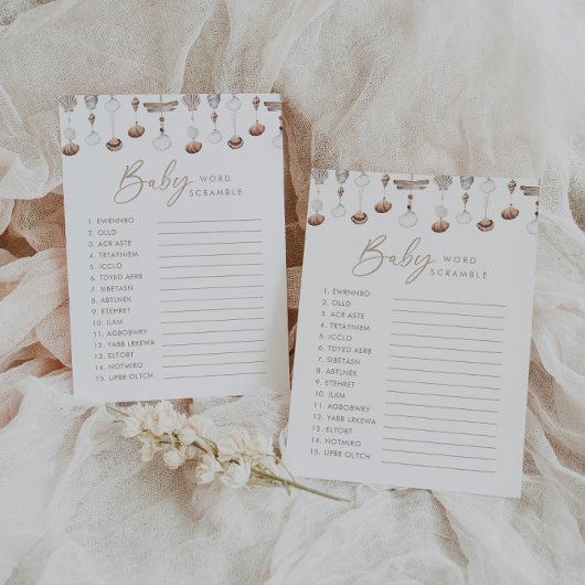 Boho Beach Word Scramble Baby Showspiel Einladung