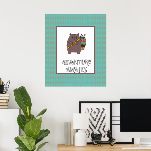 Boho Bear Adventure erwartet Poster (Heimbüro)