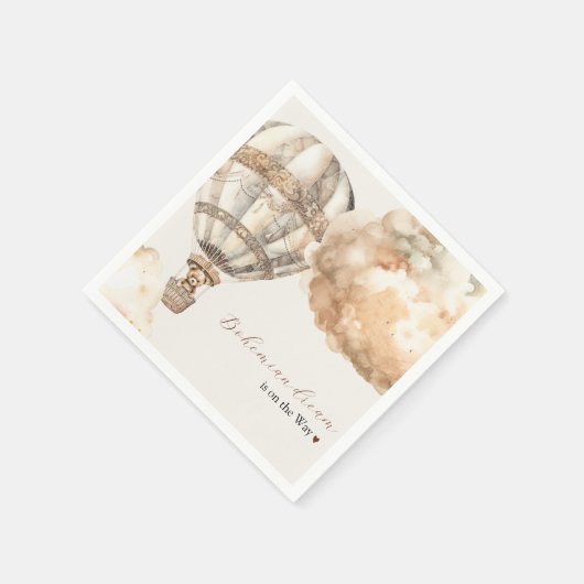 Boho Bear Air Ballon Babydusche Papier Napkin Serviette (Ecke)