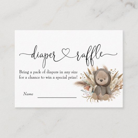 Boho Bear Baby Duschdusche Windelwanne Begleitkarte (Vorderseite)