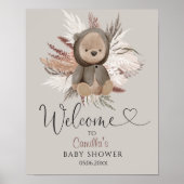 Boho Bear Baby Dusche Willkommen Poster (Vorne)