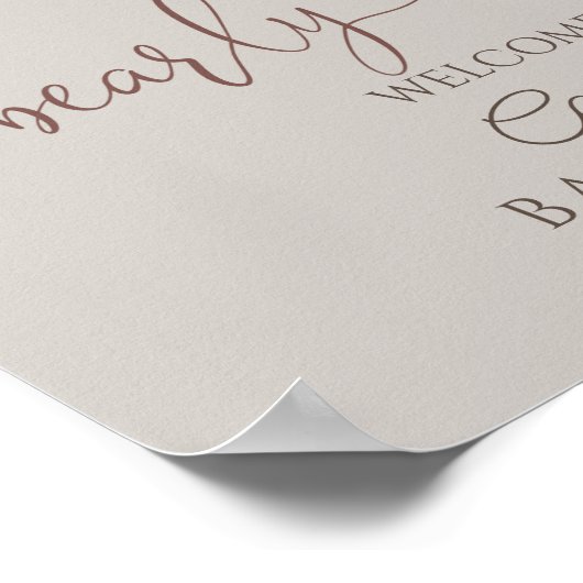 Boho Bear Baby Dusche Willkommen Poster (Ecke)