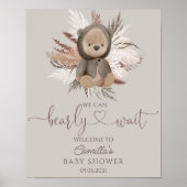 Boho Bear Baby Dusche Willkommen Poster (Vorne)