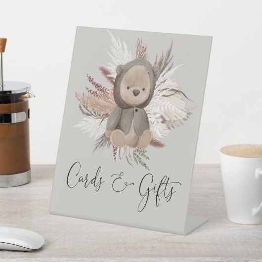 Boho Bear Baby Duschkarten und Geschenke Sockelschild (In SItu)