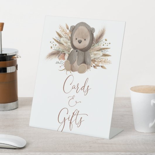 Boho Bear Baby-Duschkarten und Geschenke Sockelschild (In SItu)