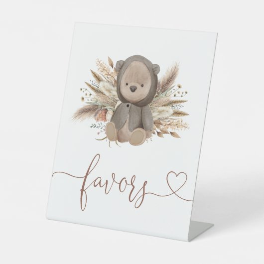 Boho Bear Baby Shower bevorzugt Sockelschild (Vorderseite)