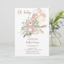 Boho Bear Baby Shower Boy Einladung