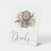 Boho Bear Baby Shower Drinks Sockelschild (Vorderseite)