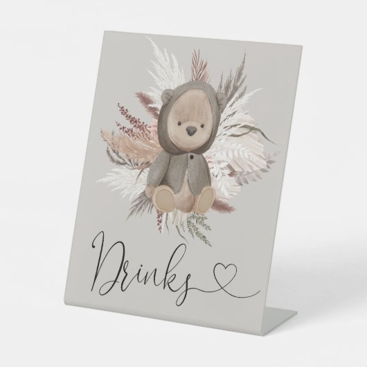 Boho Bear Baby Shower Drinks Sockelschild (Vorderseite)