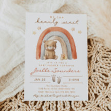 Boho Bear Baby Shower Einladung | Bärenbaby