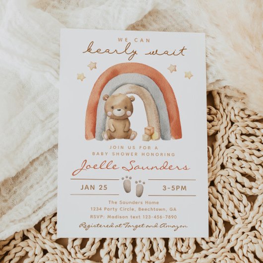 Boho Bear Baby Shower Einladung | Bärenbaby