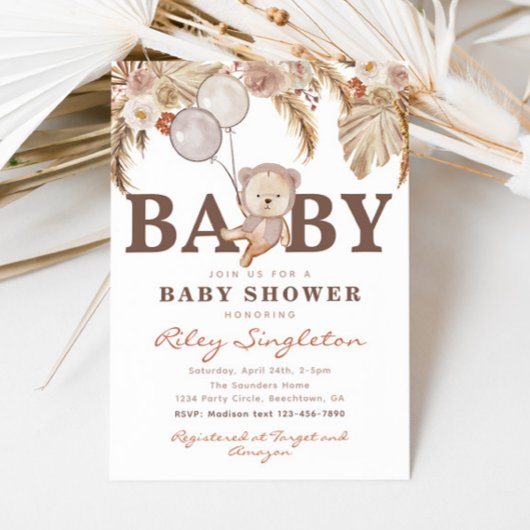 Boho Bear Baby Shower Einladung | Bärendusche