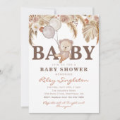 Boho Bear Baby Shower Einladung | Bärendusche (Vorderseite)