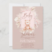 Boho Bear Baby Shower Girl Einladung (Vorderseite)