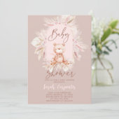Boho Bear Baby Shower Girl Einladung (Stehend Vorderseite)