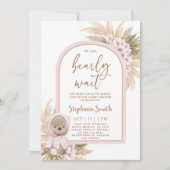 Boho Bear Baby Shower Girl Einladung (Vorderseite)