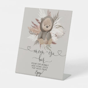 Boho Bear Baby Shower Mama-osa Bar Pedestal Schild