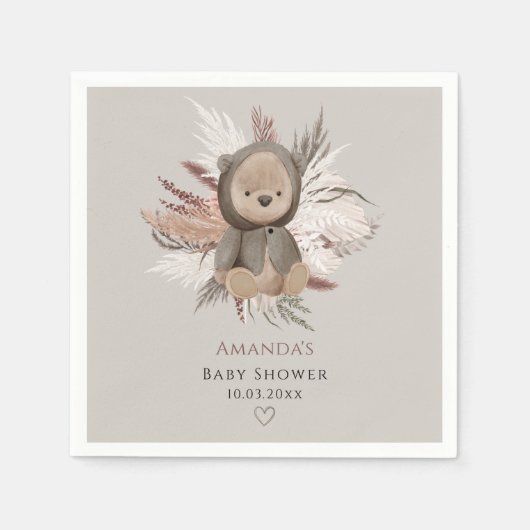 Boho Bear Baby Shower Serviette (Vorderseite)