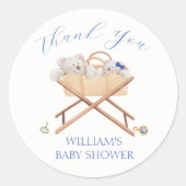 Boho Bear Bassinet Toy Boy Baby Dusche Runder Aufkleber (Vorderseite)