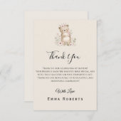 Boho Bear Bee Woodland Babydusche Danke Karte (Vorne/Hinten)