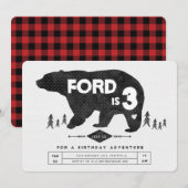 Boho Bear Birthday Einladung (Vorne/Hinten)