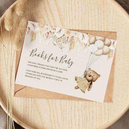 Boho Bear Book Request Baby Dusche Begleitkarte