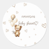 Boho Bear Cub Baby Shower Favor Runder Aufkleber (Vorderseite)