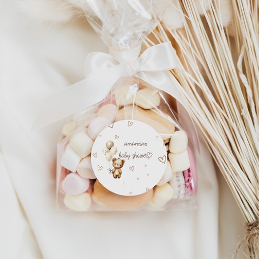 Boho Bear Cub Baby Shower Favor Runder Aufkleber