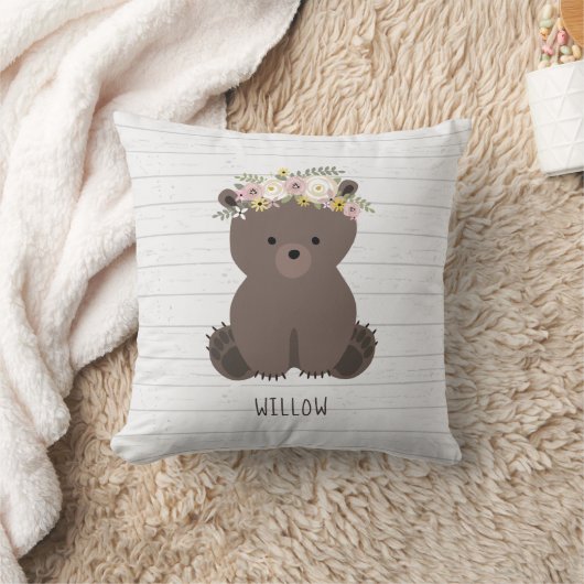 Boho Bear Gray Wood Kissen (Decke)