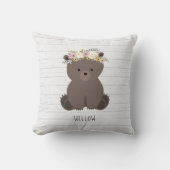 Boho Bear Gray Wood Kissen (Vorderseite)