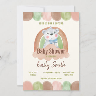 Boho Bear in der Cloud Baby-Dusche Einladung