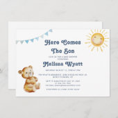 Boho Bear kommt hier die Son Boy Baby Dusche Einladung (Vorne/Hinten)