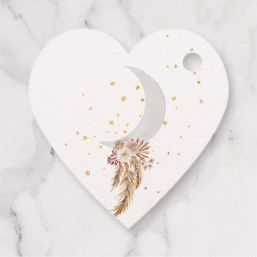 Boho Bear Moon Babydusche Danke Geschenkanhänger (Rückseite)