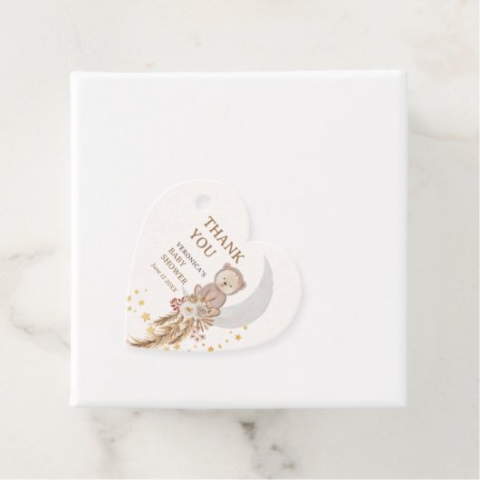 Boho Bear Moon Babydusche Danke Geschenkanhänger (Beispiel)