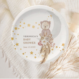 Boho Bear Moon Babydusche Danke Pappteller