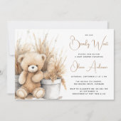 Boho Bear Pampas Grass Bearly Wait Baby Dusche Einladung (Vorderseite)