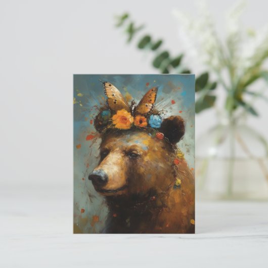 Boho Bear Postkarte (Stehend Vorderseite)
