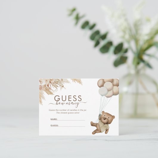 Boho Bear rät wie viele Baby Showspiele Visitenkarte (Stehend Vorderseite)