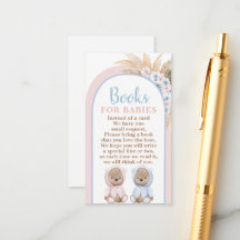 Boho Bear Twins Boy and Girl Books for Babys Card