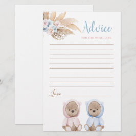 Boho Bear Twins Ratschlag für die Mama als Karte