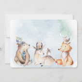 Boho Bear Wasserfarbe Rustikale Tiere Kinderdusche Einladung (Rückseite)