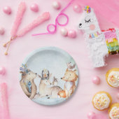 Boho Bear Wasserfarbe Rustikale Tiere Kinderdusche Pappteller (Party)