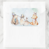 Boho Bear Wasserfarbe Rustikale Tiere Kinderdusche Rechteckiger Aufkleber (Tasche)