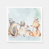 Boho Bear Wasserfarbe Rustikale Tiere Kinderdusche Serviette (Vorderseite)