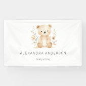 Boho Bear Watercolor Babysitter Promo Banner (Horizontal)