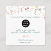 Boho bearbeitbare Blumenmuster Reihenfolge danke Quadratische Visitenkarte (Rückseite)