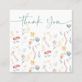 Boho bearbeitbare Blumenmuster Reihenfolge danke Quadratische Visitenkarte